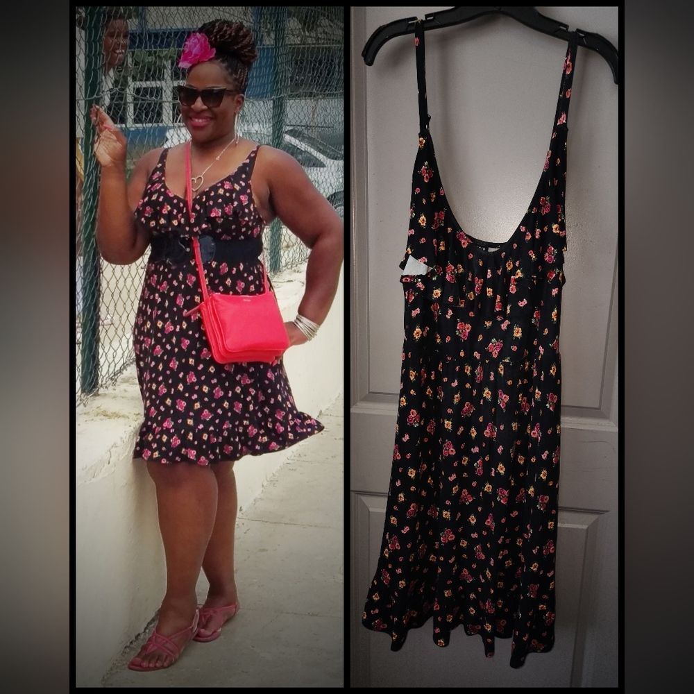 Elegant Black Floral Backless Dress